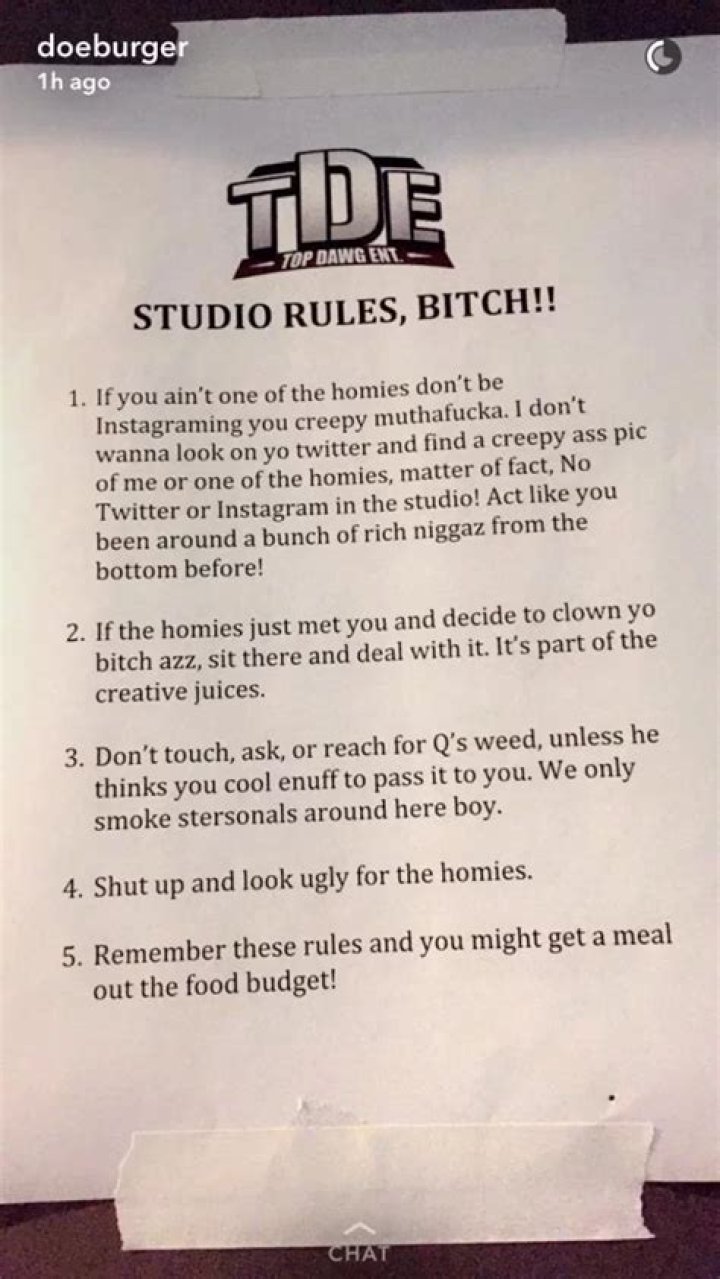 TDE's Studio Rules Are Strictly For The Homies